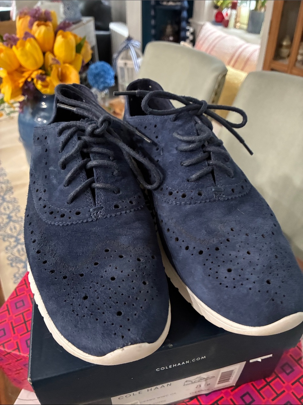 Cole Haan women’s Navy Suede Wingtip Sneakers
